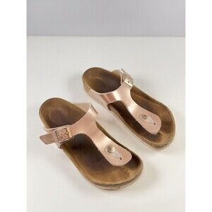 Birkenstock Girls Sandals Brown Gizeh Birko Flor Flat Thong Slip On 32 US 1